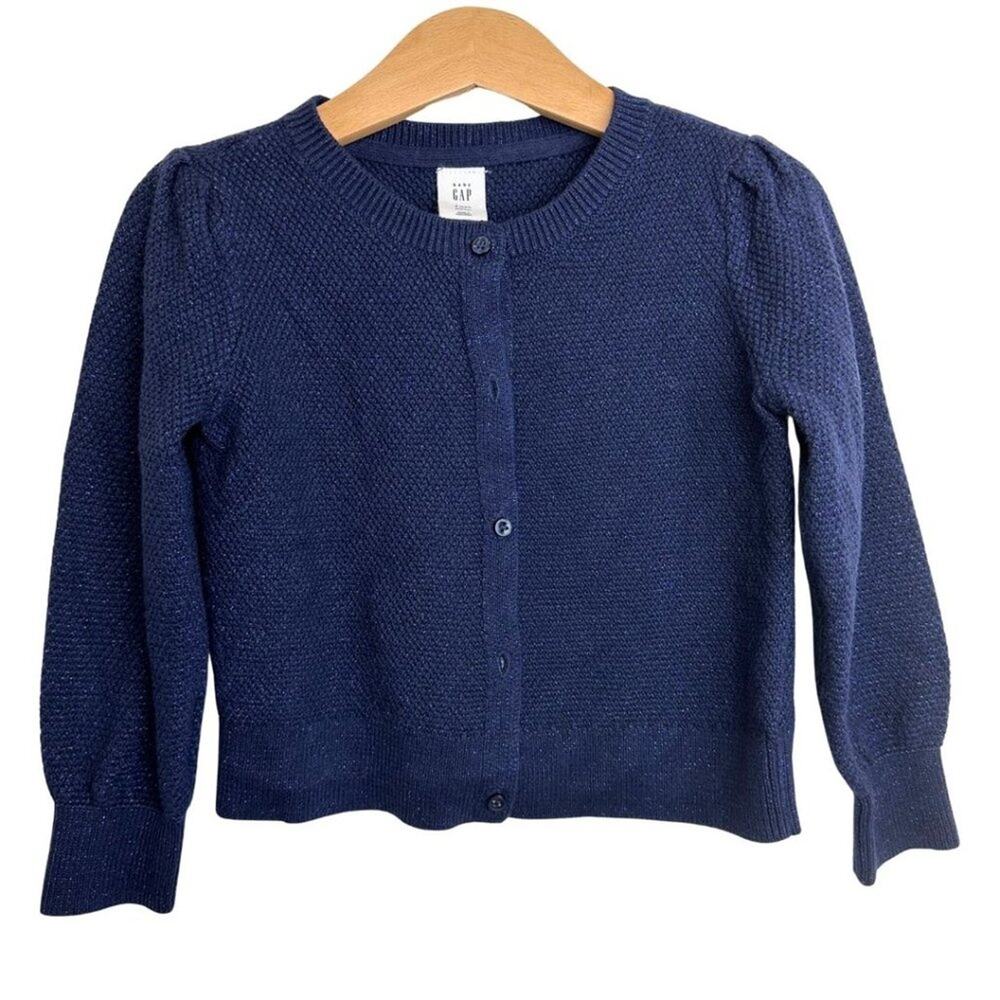 GAP Crew Neck Cardigan Blue with Sparkle Threads 4T